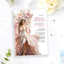 Elegant Blush Roses Boho Floral Bridal Shower