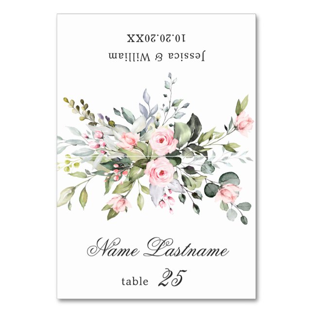 Elégant Blush Roses Eucalyptus Mariage carte d'esc (Par défaut)