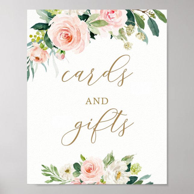 Elegant Blush Watercolor Floral Cards and Gifts Poster (Vorne)