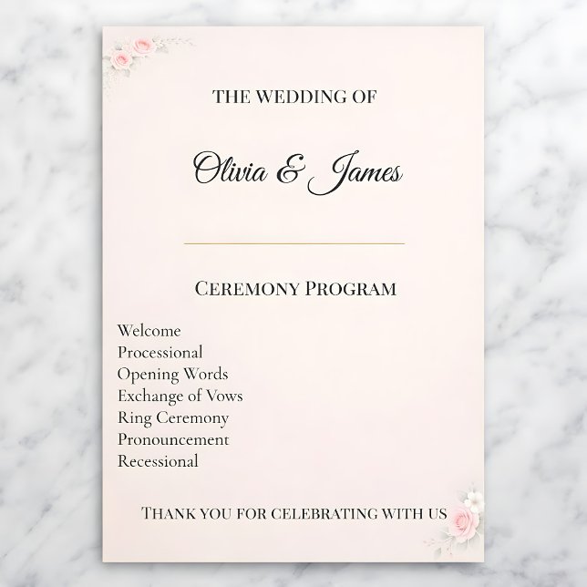 Elegant Blush Wedding Program Card Programm (Von Creator hochgeladen)
