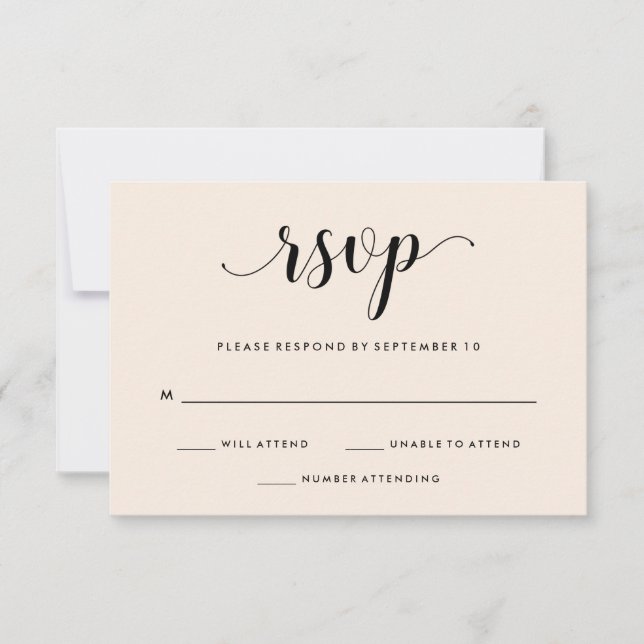 Elegant Blush Wedding RSVP Karte (Vorderseite)