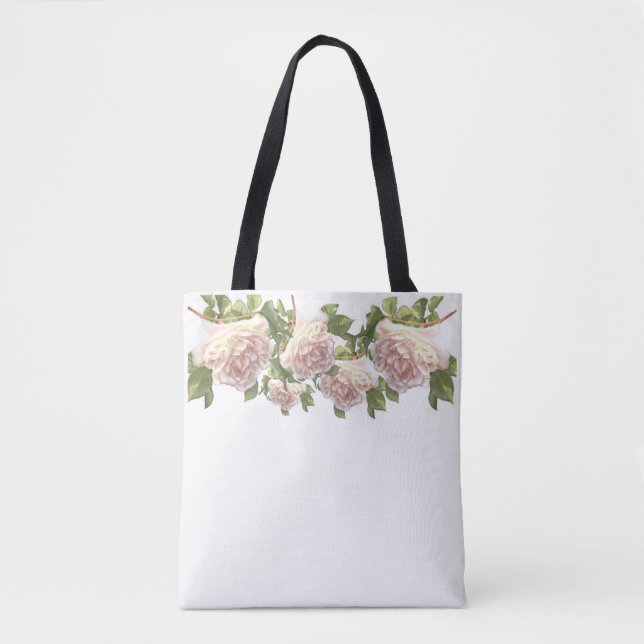 Elegant Blushing Ivory Peach Pink Roses Tasche (Vorderseite)