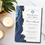 Elegant B'nai Mitzvah Navy Blue Gold Agate Party Einladung<br><div class="desc">Dieses B'nai Mitzvah Zeremonie und die Party Einladung für eine jüdische Familie,  die ihr Kind zur Tora berufen hat,  schmücken ein elegantes marineblau-goldenes Gewand. Die beiden Namen sind in einem schönen formalen Drehbuch unter dem Stern von David für eine gemeinsame Feier geschrieben.</div>