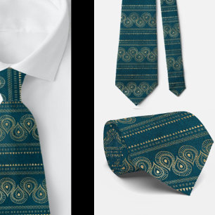 Elégant Bohème Bohème Abstrait Cravate Turquoise