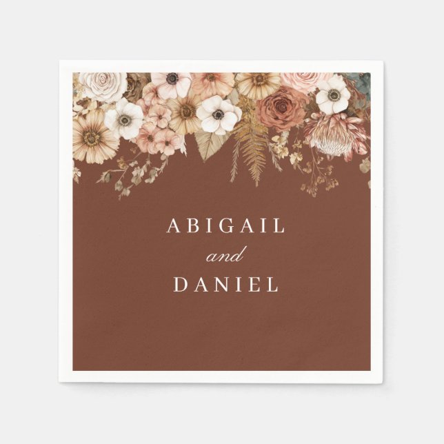 Elegant Bohemian Floral Wedding  Serviette (Vorderseite)