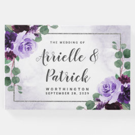 Elegant Boho Airy Lila und Silberhochzeit Gästebuch