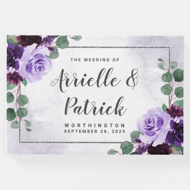 Elegant Boho Airy Lila und Silberhochzeit Gästebuch (Vorderseite)