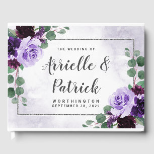 Elegant Boho Airy Lila und Silberhochzeit Gästebuch