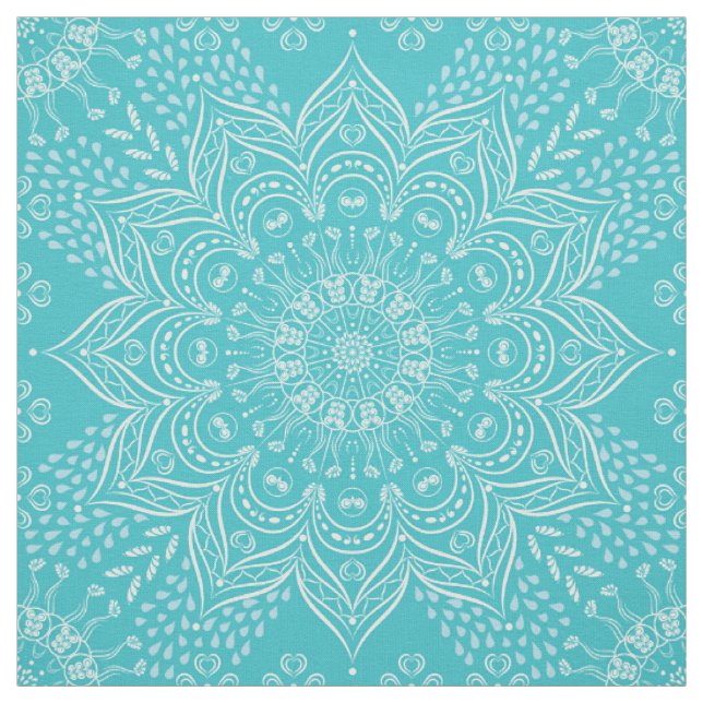 Elegant Boho Aquamarin Blue Mandala Stoff (Muster)