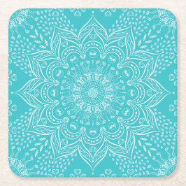 Elegant Boho Aquamarin Blue Mandala Untersetzer