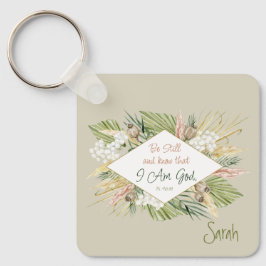 Elegant Boho Bible Verse "Be Still and Know" Schlüsselanhänger