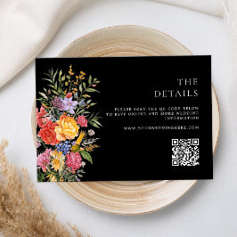 Elegant Boho Black Dutch Floral Wedding Begleitkarte