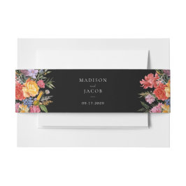 Elegant Boho Black Dutch Floral Wedding Einladungsbanderole