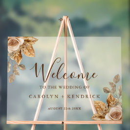 Elegant Boho Bloral Accent Wedding Willkommen Matt Acrylschild