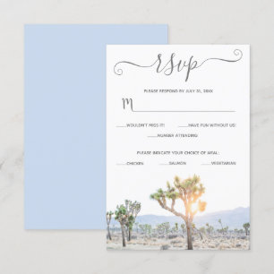 Elegant Boho Blue Greenery Custom Joshua Tree RSVP Karte