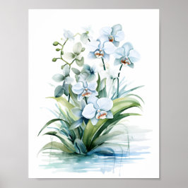 Elegant Boho Blue Watercolor Poster