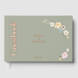 Elegant boho Blume Sage Wedding Gästebuch
