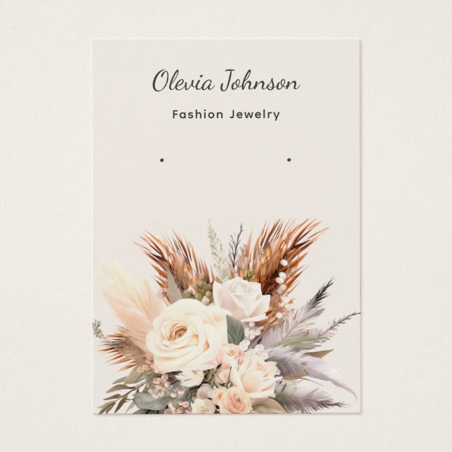 Elegant Boho Blumen Schmuck Ohrring-Display-Karte (Vorderseite)