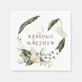 Elegant Boho Blumengrün Hochzeit Serviette