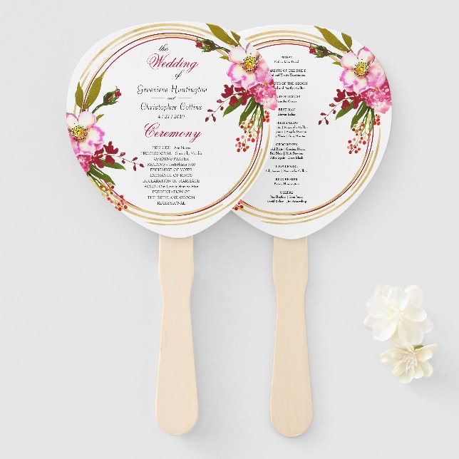 Elegant Boho Blush Pink Blumenzeremonie Fächer (Vorne und Hinten)