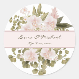 Elegant BOHO Blush Pink Wedding Runder Aufkleber