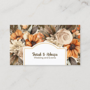 Elegant Boho Bohemian Gold Champagner Braun Floral Visitenkarte