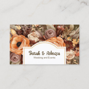 Elegant Boho Bohemisch Gold Champagne Brown Floral Visitenkarte