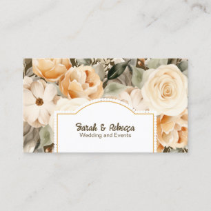 Elegant Boho Bohemisch Gold Champagne Brown Floral Visitenkarte