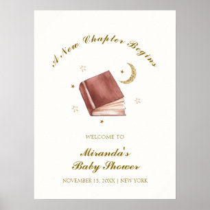 Elegant Boho Book Moon Star Baby Dusche Willkommen Poster