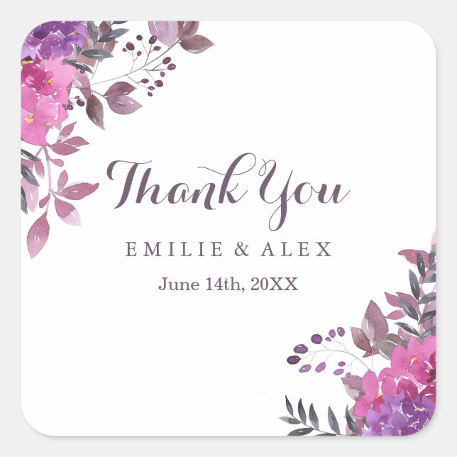 Elegant Boho Botanicals Danke Stickers (Vorderseite)