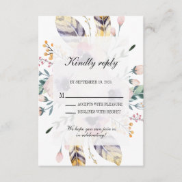 Elegant Boho Bouquet Wedding Rsvp Begleitkarte