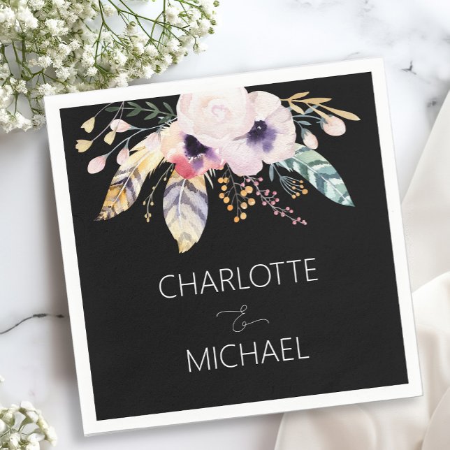 Elegant Boho Bouquet Wedding Serviette (Von Creator hochgeladen)