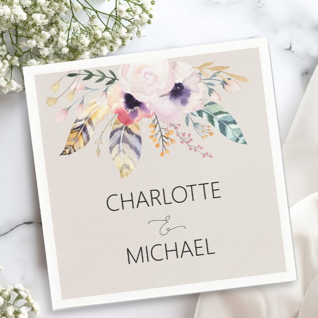 Elegant Boho Bouquet Wedding Serviette (Von Creator hochgeladen)