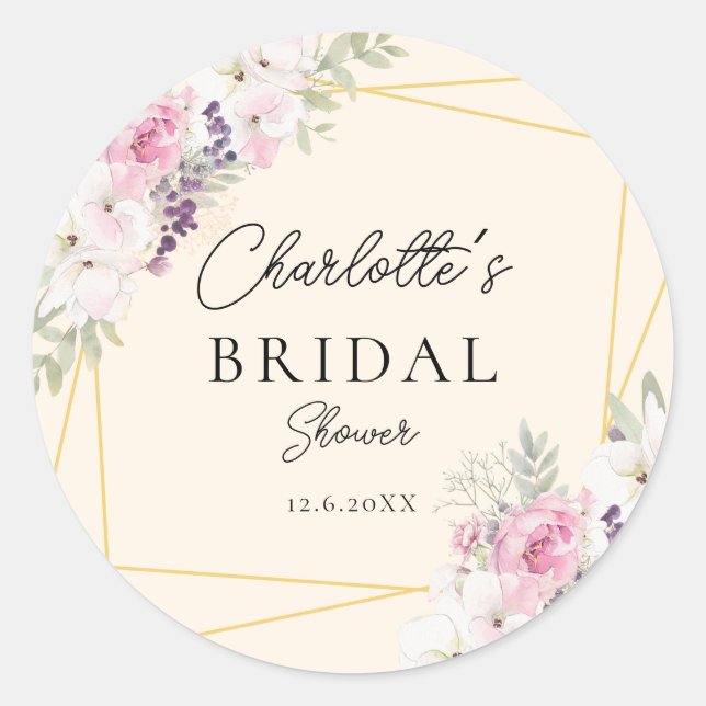 Elegant Boho Brautparty Classic Round Sticker (Vorderseite)