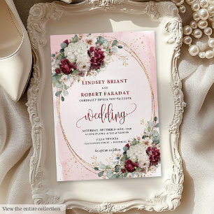 Elégant Boho Burgundy Blush Faire-part de mariage