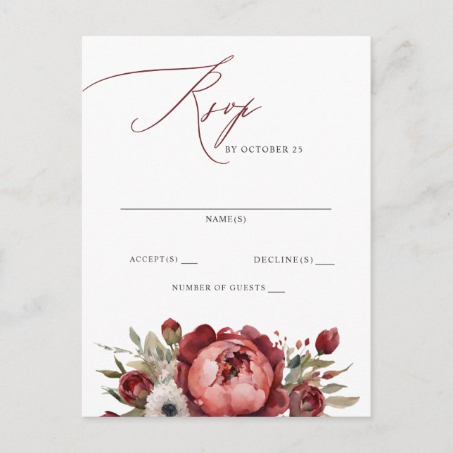 Elegant Boho Burgundy Blush Floral UAWG Postkarte (Vorderseite)