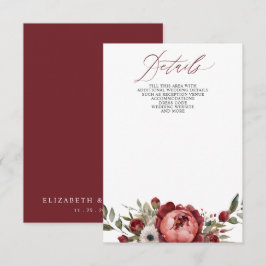 Elegant Boho Burgundy Blush Floral Wedding Begleitkarte