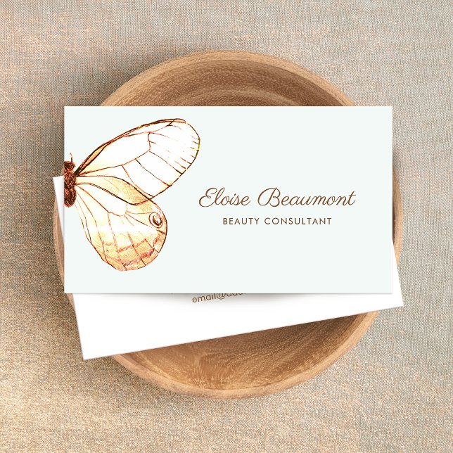 Elegant Boho Butterfly Nature Business Card Visitenkarte (Von Creator hochgeladen)