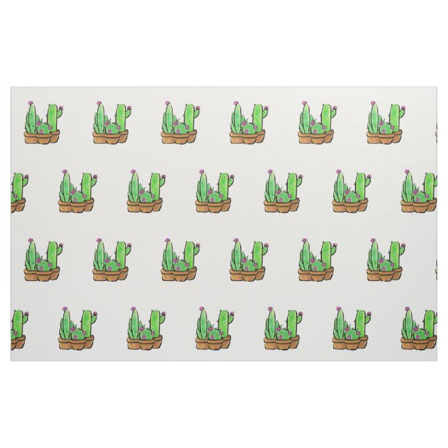 Elegant boho Cactus cacti succulents Stoff (Fat Quarter (45,7 x 55,9 cm))