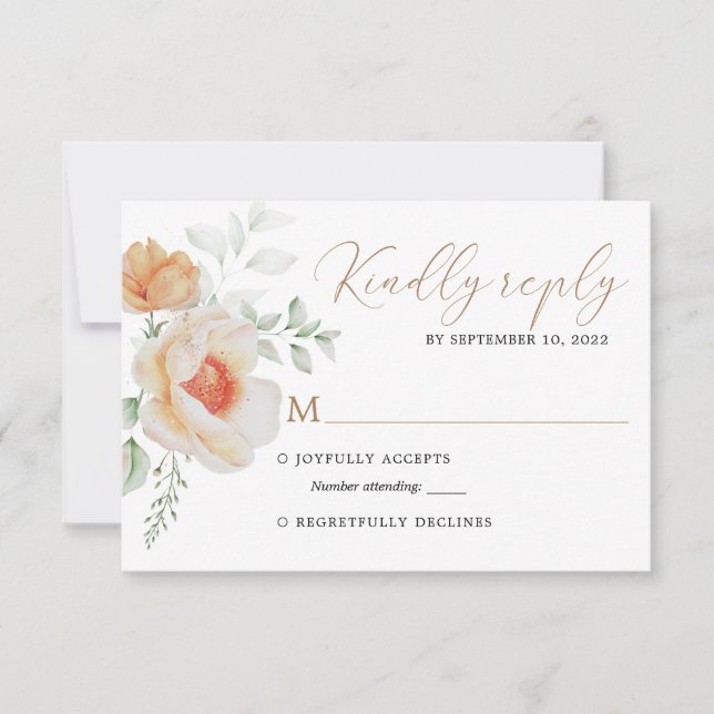 Elegant Boho Chic Blush Gold Floral Wedding Rsvp Karte (Vorderseite)