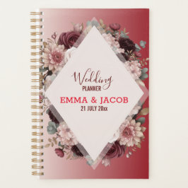 Elegant Boho Chic Blush Pink & Burgundy Floral Planer