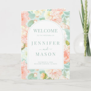 Elegant Boho Chic Floral Wedding faltbar Programm