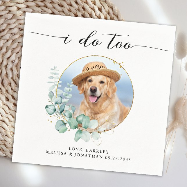 Elegant Boho Chic I do to Pet Hund Foto Hochzeit Serviette (Von Creator hochgeladen)