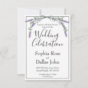 Elegant boho chic Lavender und Eucalyptus Wedding Einladung
