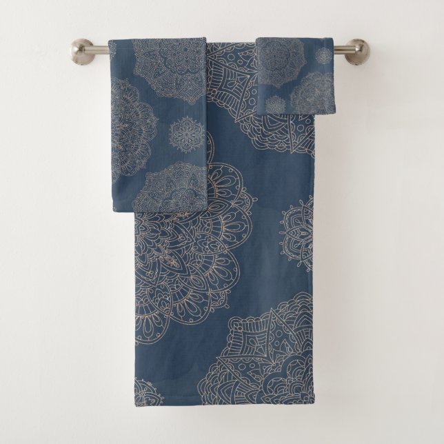Elégant Boho Chic Mandala Gold Navy Motif bleu (En situation)