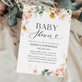 Elegant Boho Chic Watercolor Baby Shower Einladung