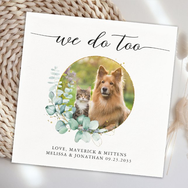 Elegant Boho Chic We do to Pet Hund Foto Hochzeit Serviette (Von Creator hochgeladen)