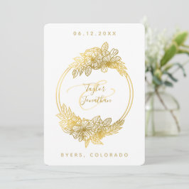 Elegant Boho Chic White Gold Blume Chic Wedding Einladung