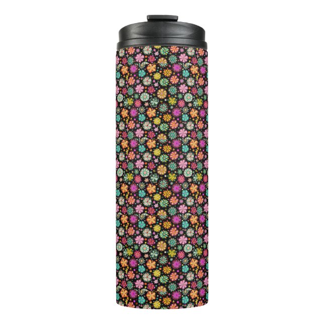 Elegant Boho Daisy Blume Pattern Thermosbecher (Vorderseite)