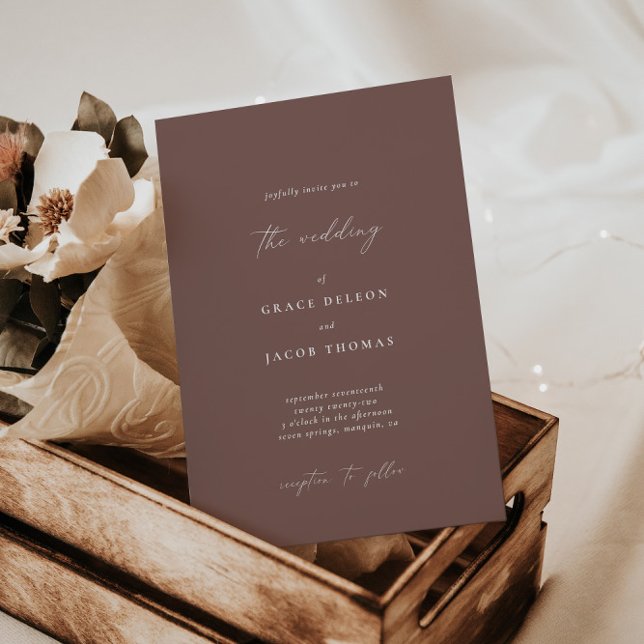 Elégant Boho Dark Mauve Faire-part de mariage (Créateur téléchargé)